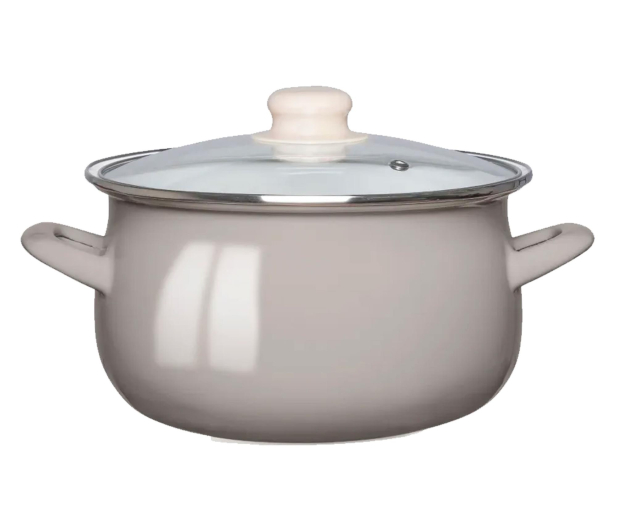 Altom Garnek emaliowany 20cm z pokrywą szklaną 2,7l taupe - 1580545 - zdjęcie